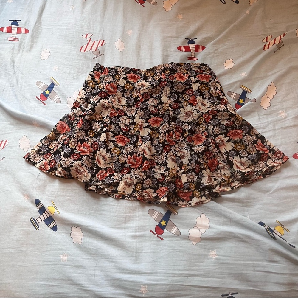Forever 21 Red and Brown Mini Skater Skirt
